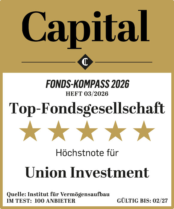 Capital-Auszeichnung „Top-Fondsgesellschaft“ – Höchstnote für Union Investent