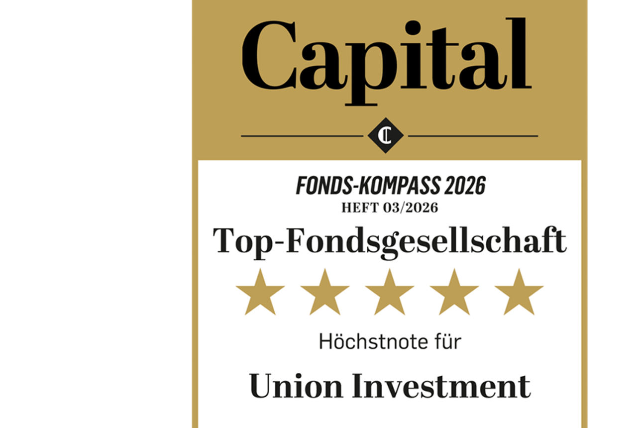 Capital-Auszeichnung „Top-Fondsgesellschaft“ – Höchstnote für Union Investment