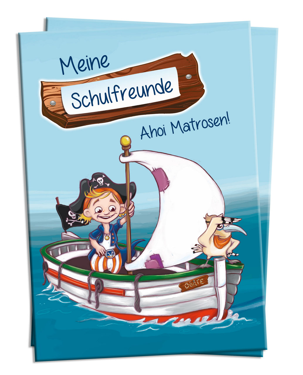 Zahnpirat Flint fährt auf einem kleinen Boot