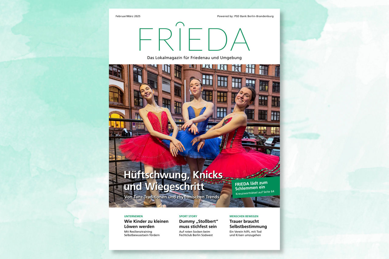 Titelbild der Frieda mit drei Tänzerinnen