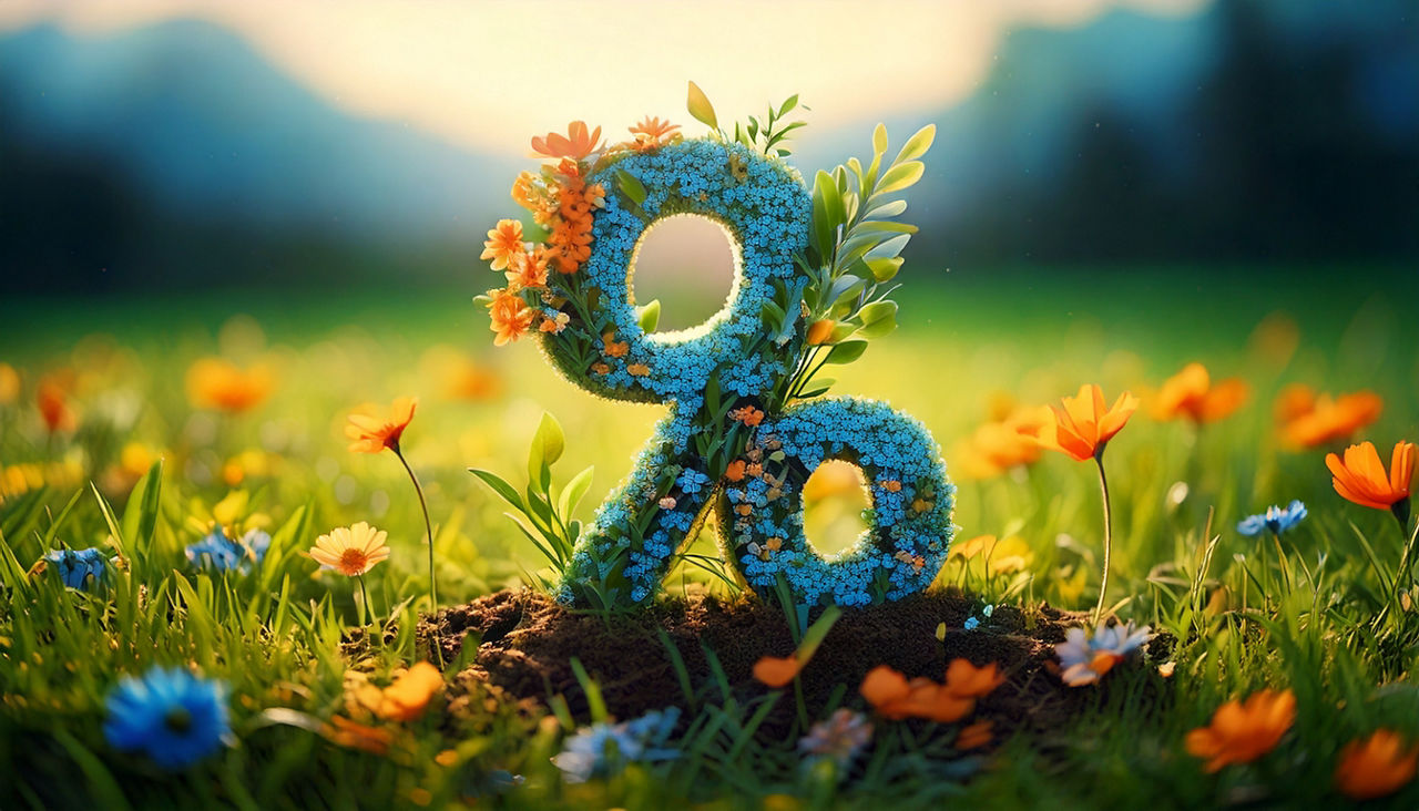 KI Bild - Verwachsenes Prozentzeichen auf einer Blumenwiese