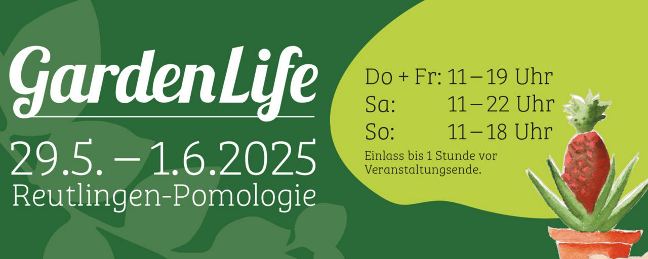 Infografik zur GardenLife 2025 in Reutlingen vom 29.05. bis 01.06.2025 