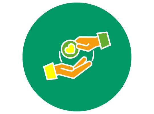 Icon Hände tauschen ein Herz aus