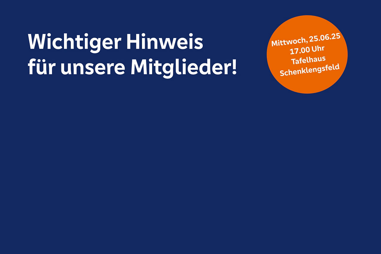 Blauer Hintergrund mit Hinweis zur Generalversammlung