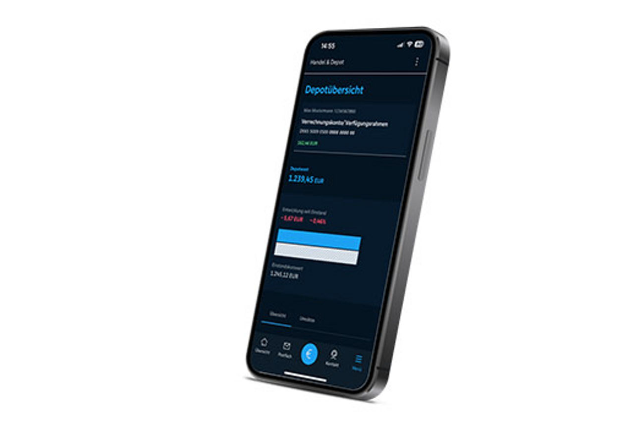 Smartphone mit geöffneter GENO Broker App