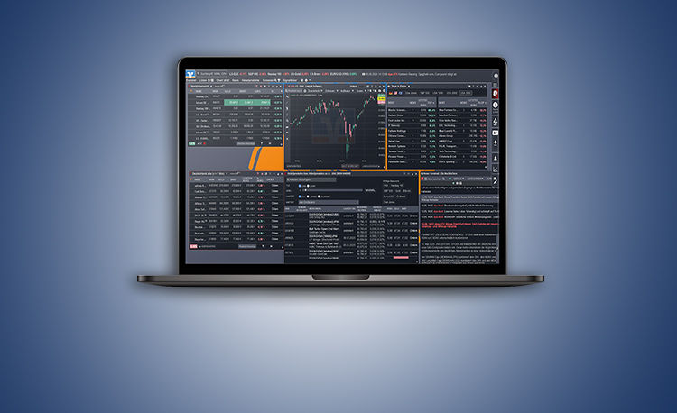 Ein Bild Laptop mit der Trading-Software meinTradingDesk