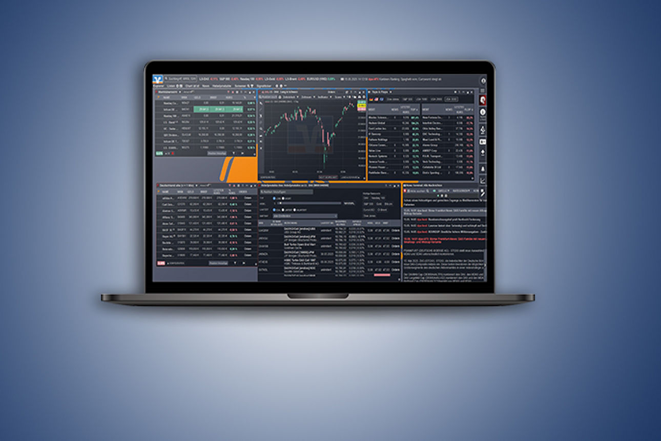 Ein Bild Laptop mit der Trading-Software meinTradingDesk