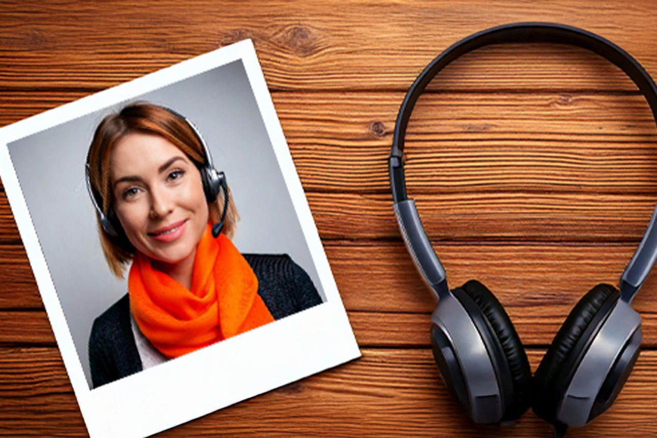 Polaroid mit dem Bild von Emma und Kopfhörern