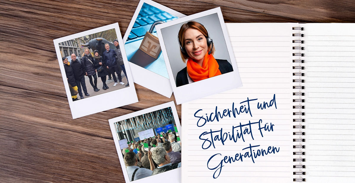 Geschäftsbericht 2024 - ein Notizbuch auf einem Holztisch mit Polaroids