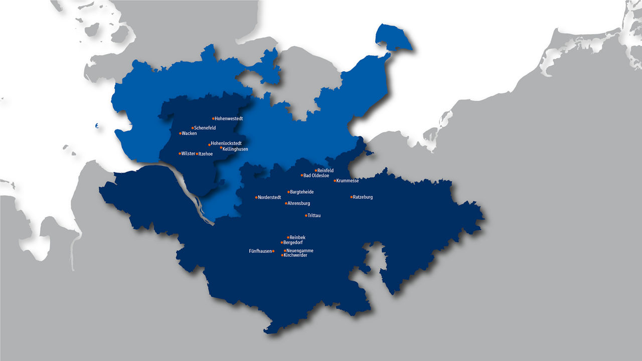 Übersicht (Karte) über uns Geschäftsgebiet