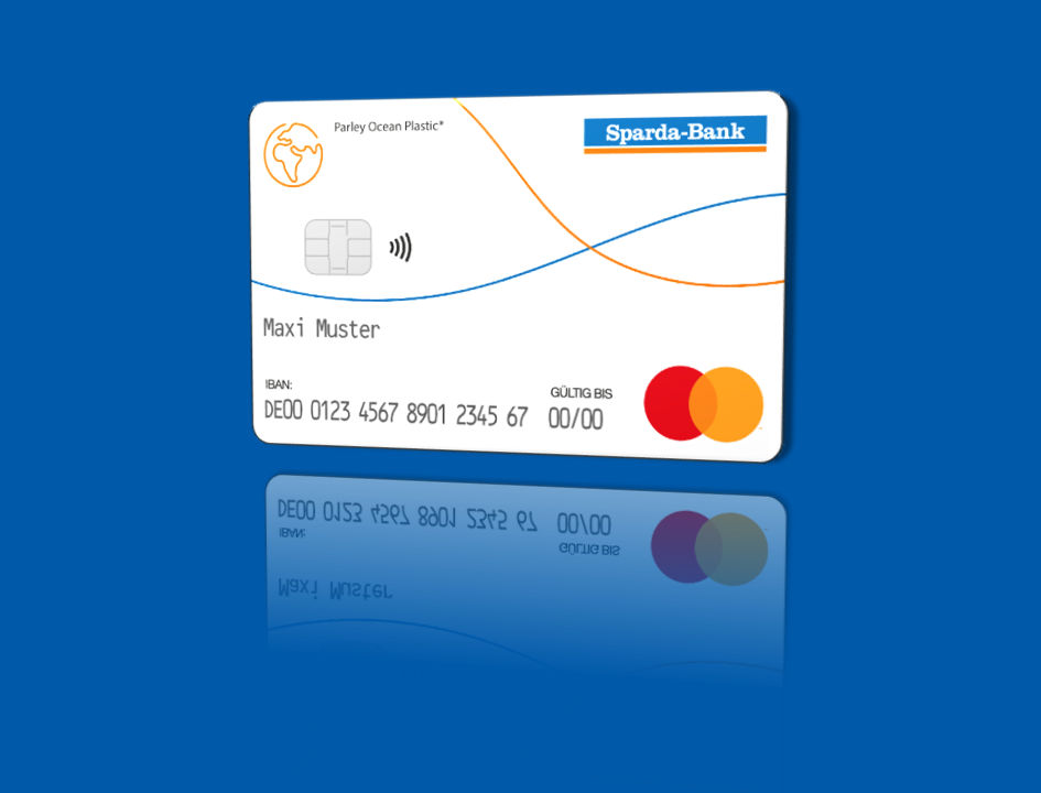 Vorderseite der weißen girocard (Debitkarte) mit einer Spiegelung