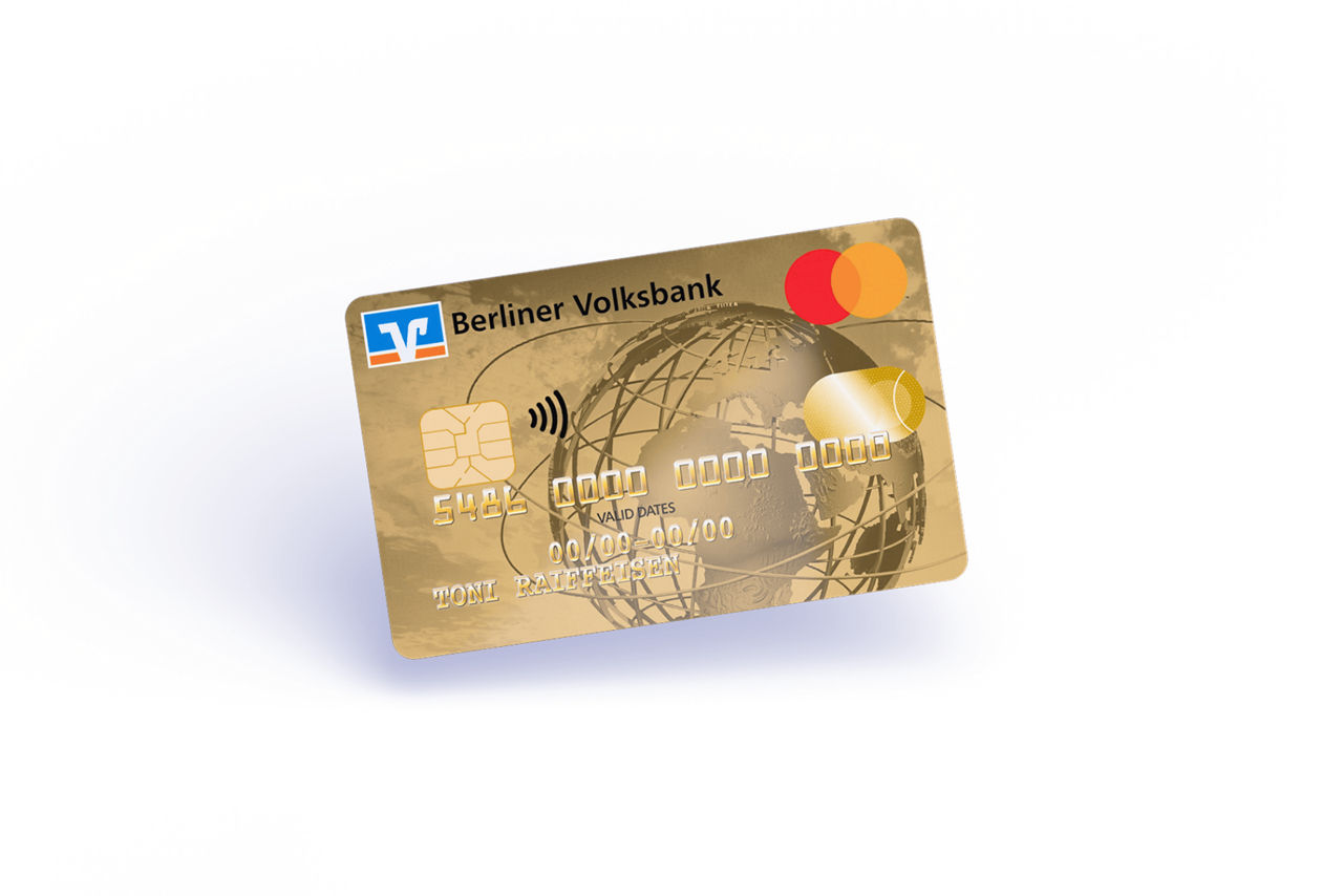Eine goldene Kreditkarte der Berliner Volksbank