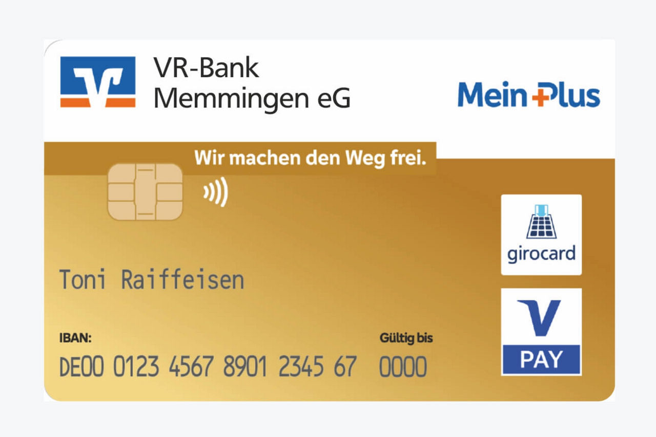 goldene girocard mit VR-Bank Memmingen Logo