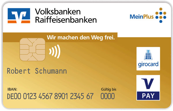 Illustration der goldenen girocard V PAY