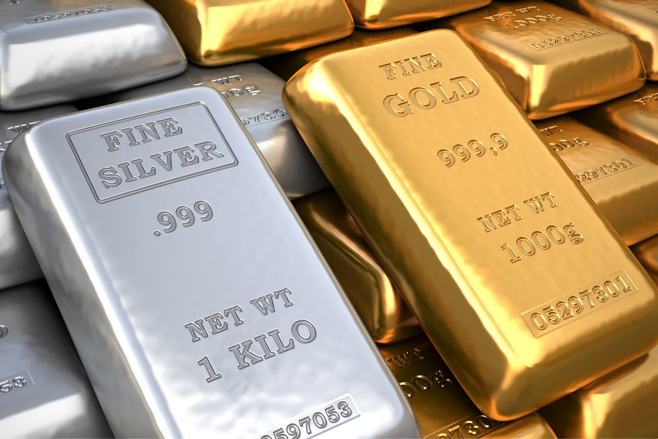 Barren aus Gold und Silber