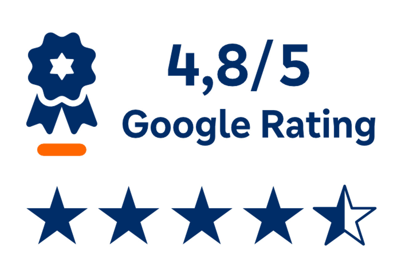 Grafik Google Bewertung 4,8 von 5 Sternen