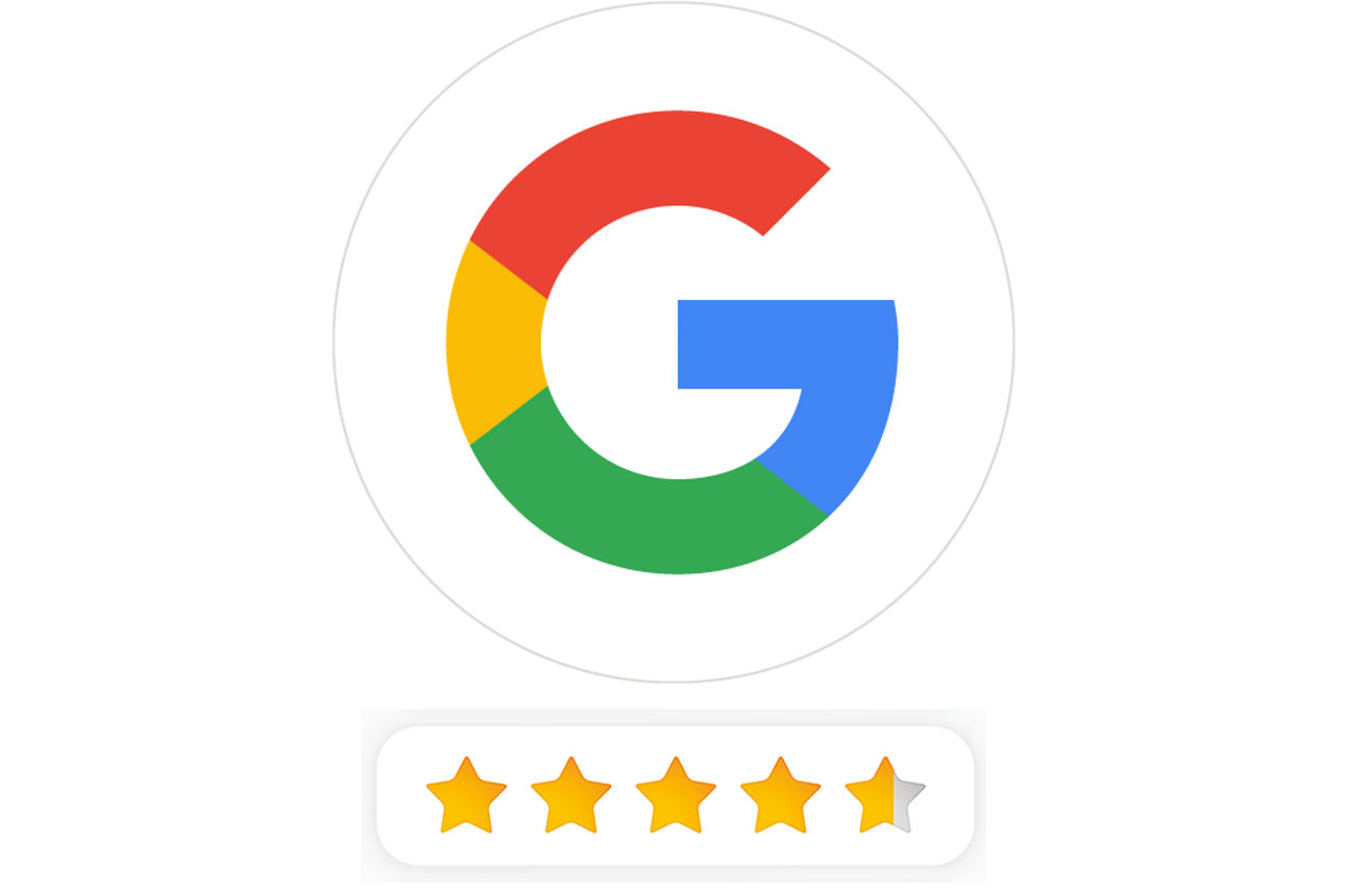 Symbol für Google-Bewertungen mit Anzeige durchschnittlicher Bewertung