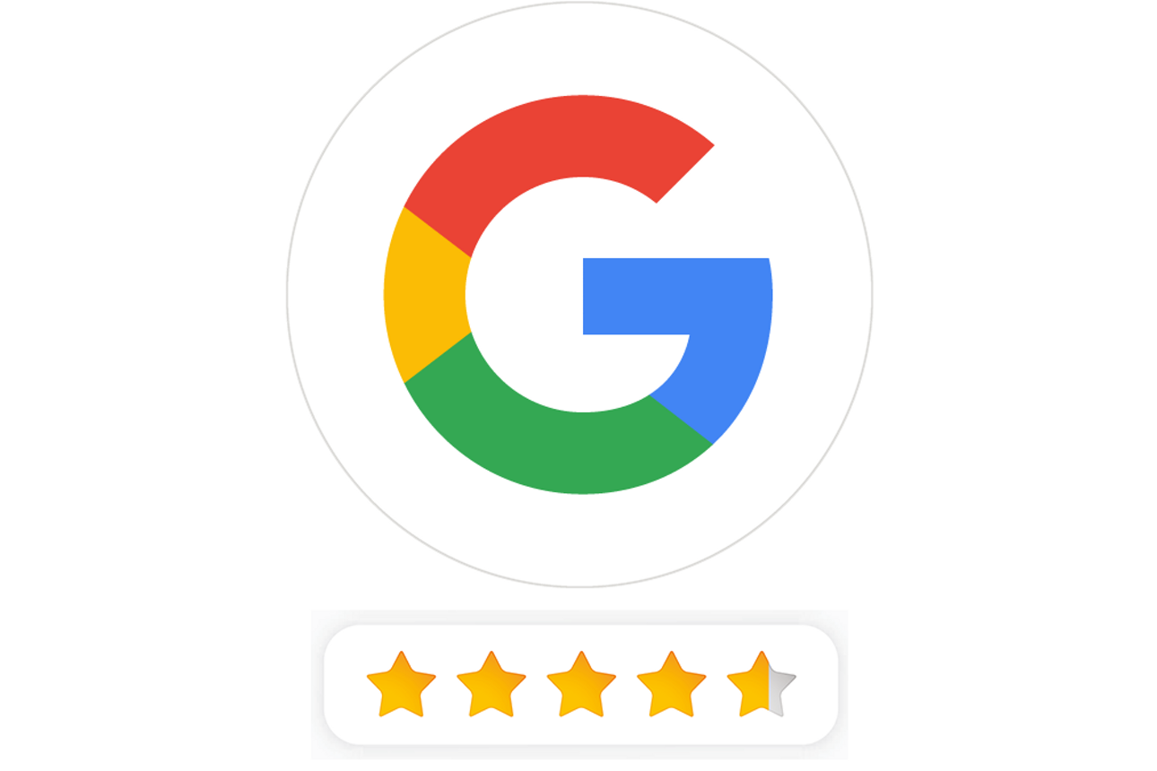 Symbol für Google-Bewertungen mit Anzeige durchschnittlicher Bewertung