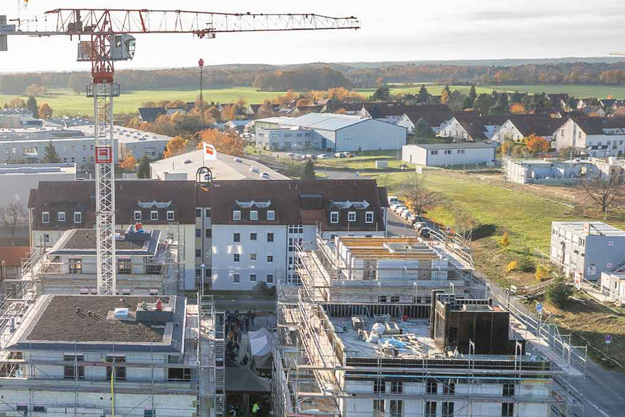 Luftaufnahme auf ein Bauprojekt