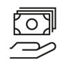 Symbol einer Hand mit Geldscheinen