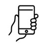 Icon = Hand mit einem Smartphone