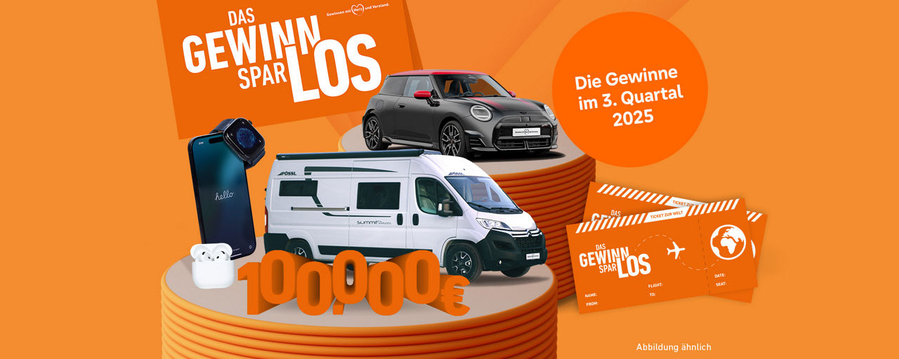 Banner des Gewinnsparvereins für Quartal 3 mit den Gewinnen