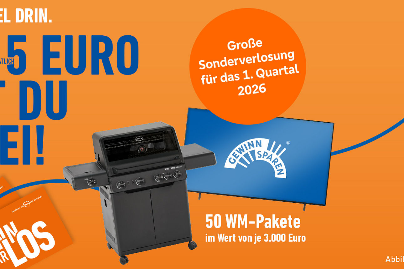 Banner des Gewinnsparvereins für Quartal 1 mit den Gewinnen