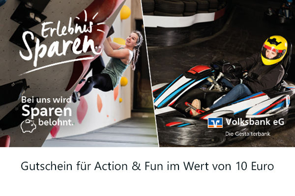 ErlebnisSparen-Gutschein für Action & Fun im Wert von 10 Euro