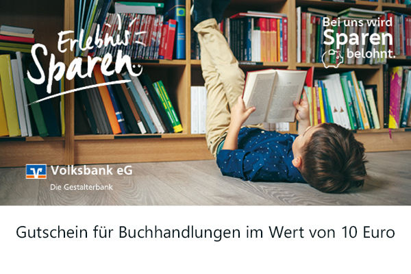 ErlebnisSparen-Gutschein für Buchhandlungen im Wert von 10 Euro