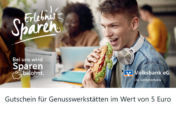 ErlebnisSparen-Gutschein für Genusswerkstätten im Wert von 5 Euro