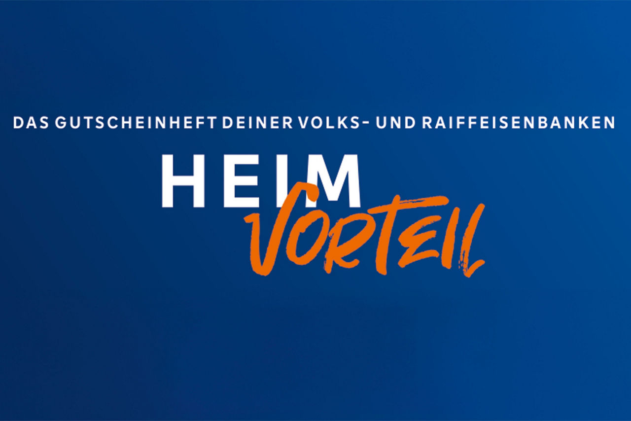 Text über Gutscheinheft auf einem blauen Hintergrund