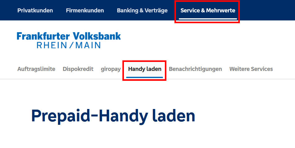 Per OnlineBanking aufladen