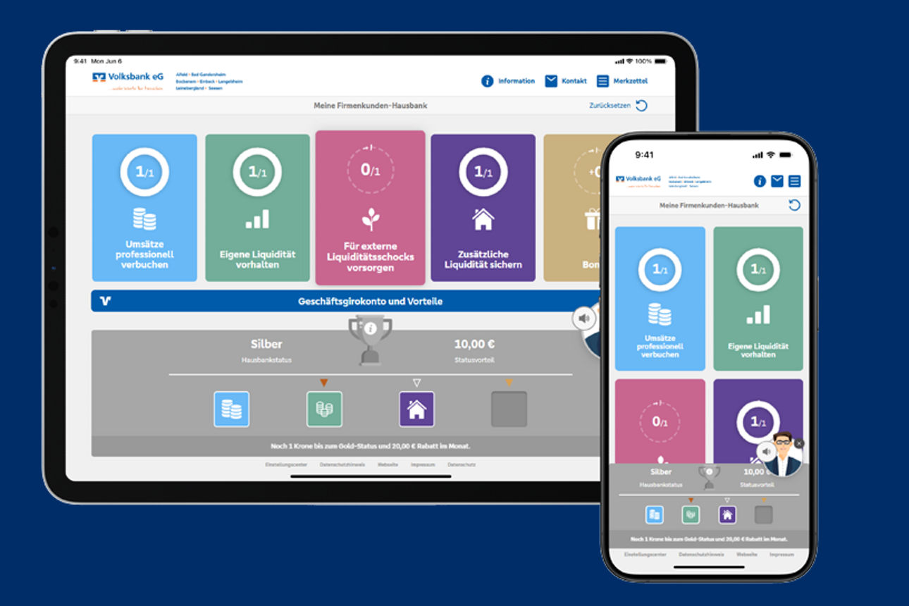 Tablet mit geöffneter Hausbank-App