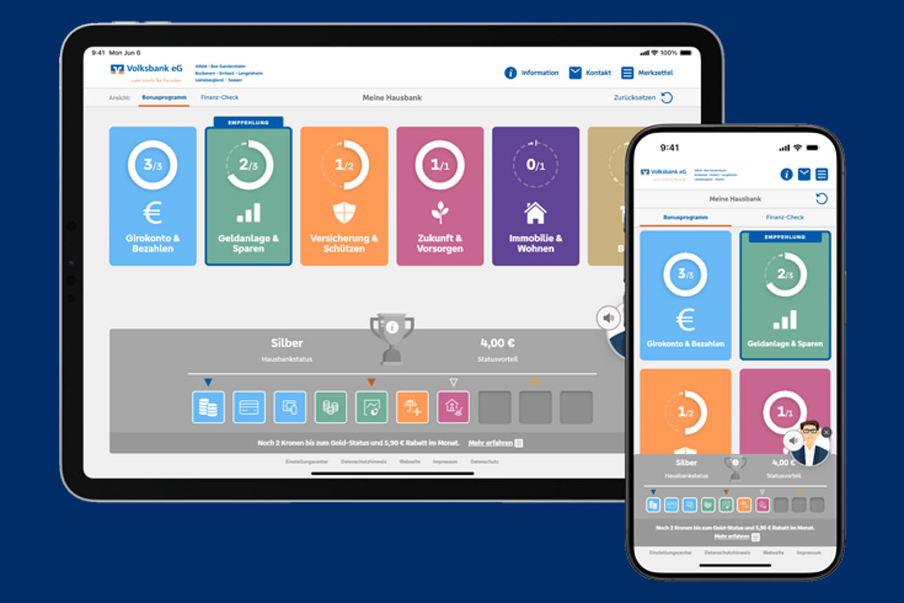 Tablet mit geöffneter Hausbank-App