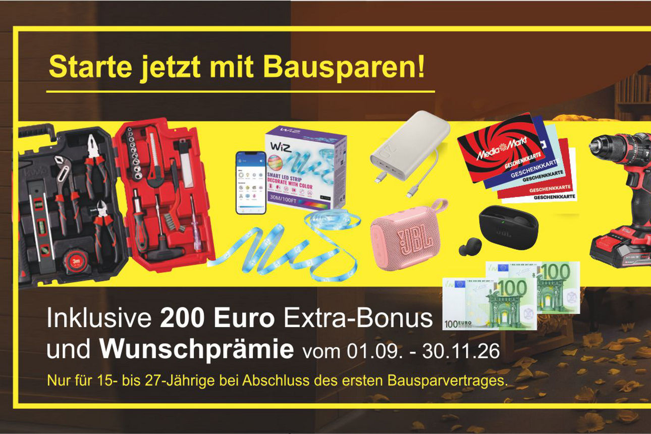 Wunschprämien für deinen Start ins Bausparen für junge Leute