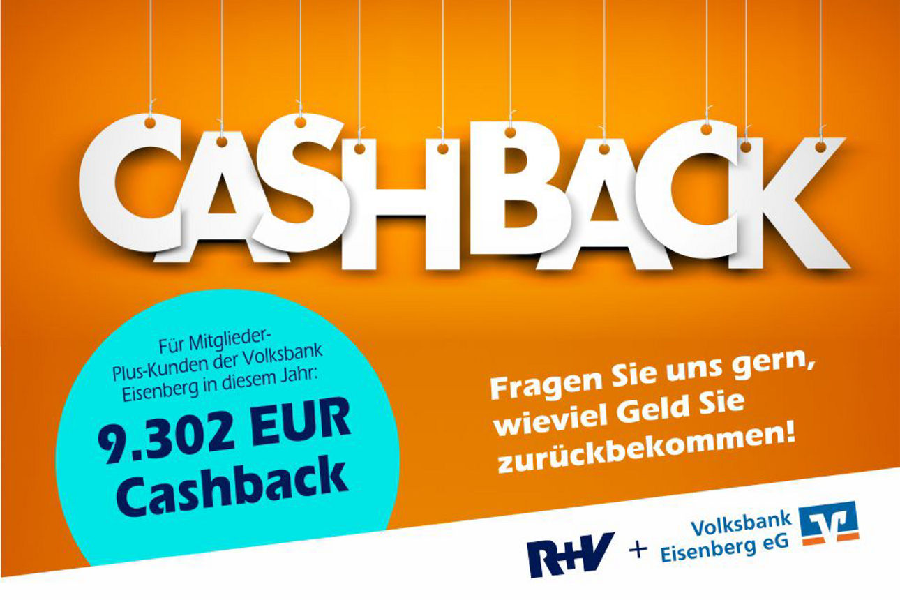 9.302 € Cashback für Mitglieder-Plus-Kunden der Volksbank Eisenberg eG