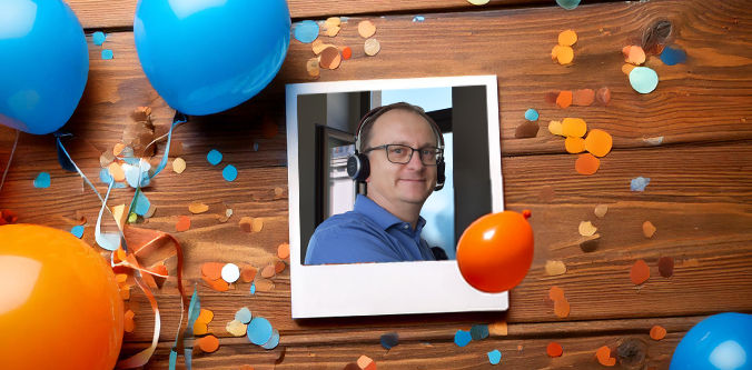 Polaroid mit Denny Teichmann und Luftballons