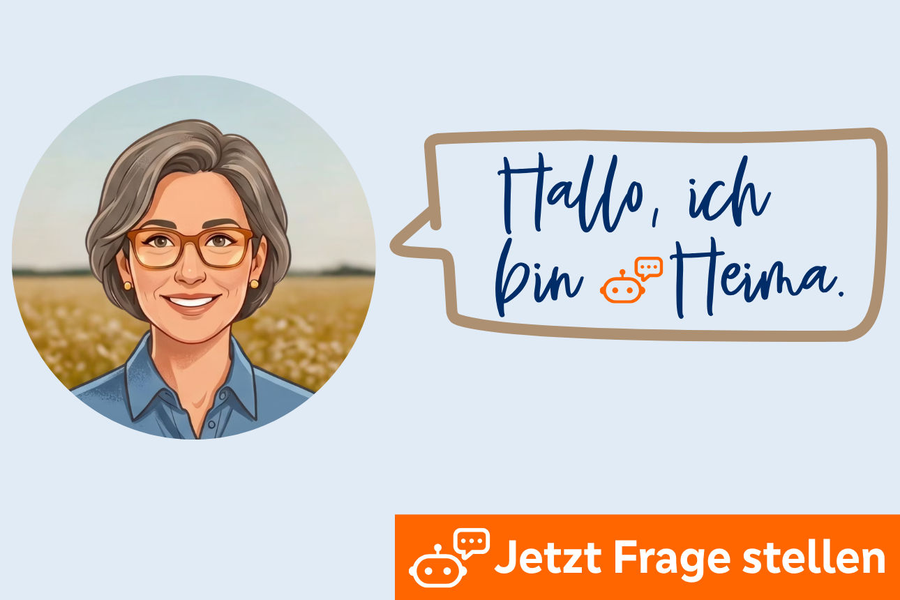KI-generierte Illustration eines lächelnden Porträts mit Brille vor einem Feldhintergrund in warmen Farben.