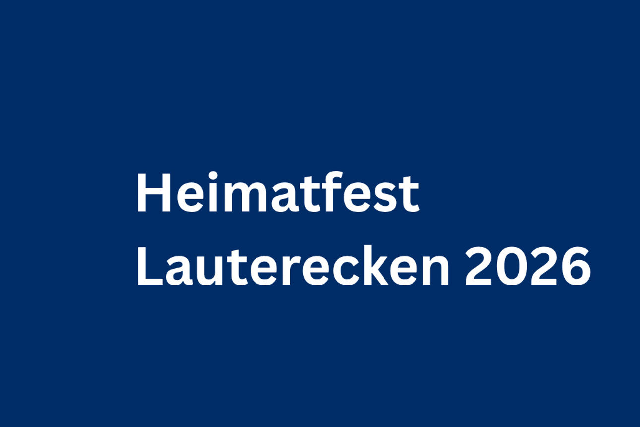 Blauer Hintergrund - weißer Text Heimatfest Lauterecken 2026