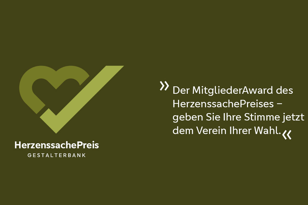 HerzenssachePreis: Voting für den Mitgliederaward - geben Sie jetzt Ihre Stimme dem Verein Ihrer Wahl