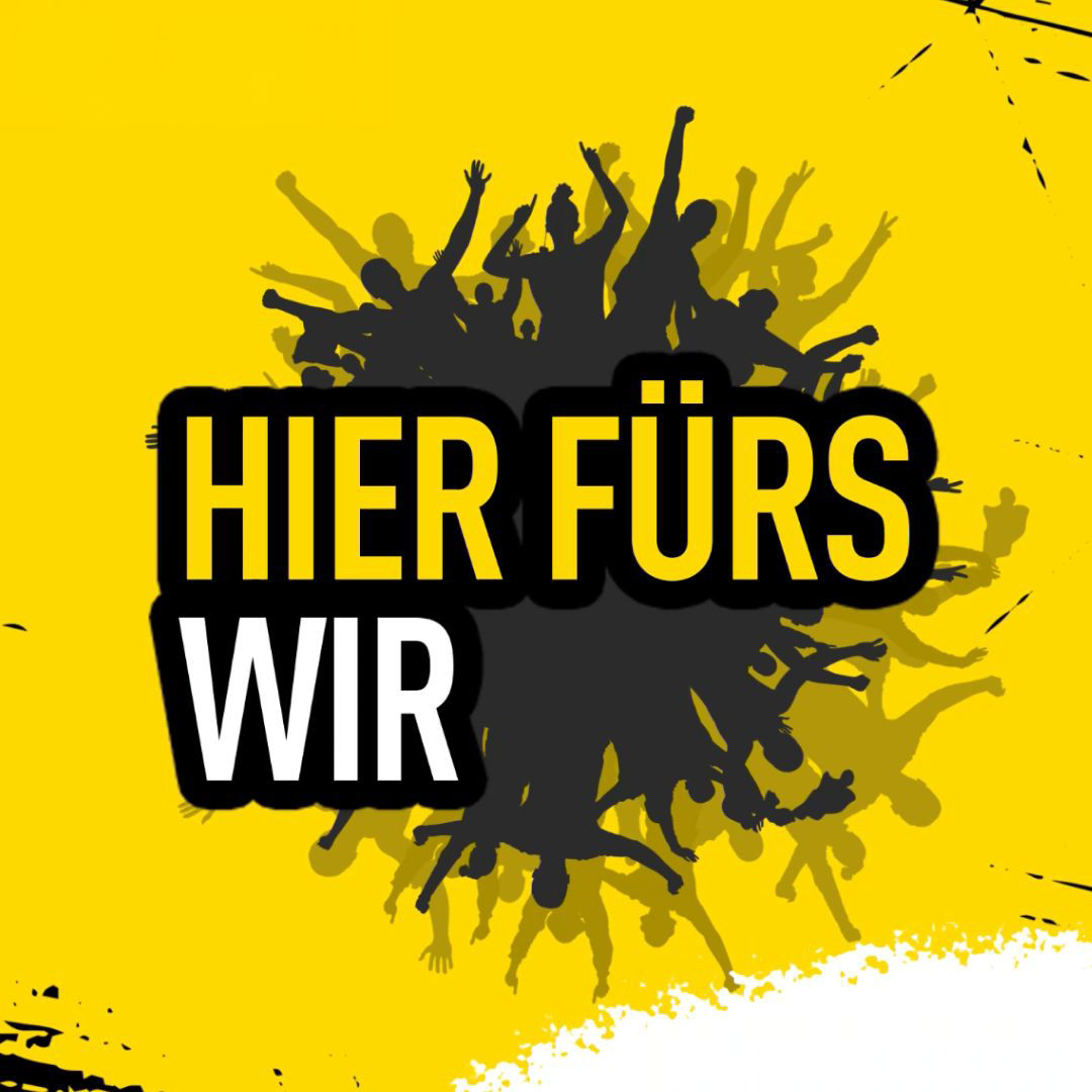 Grafisches Element in schwarzgelb hier fuers wir