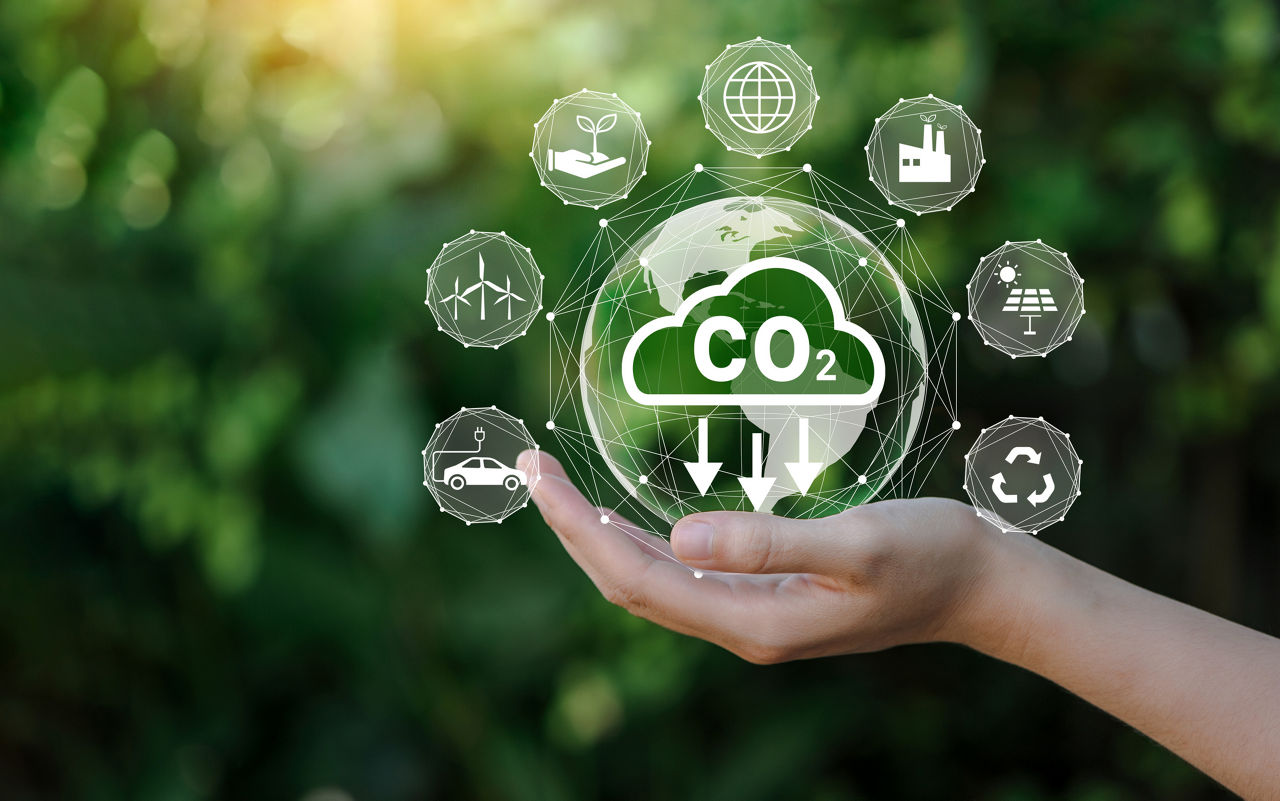 Konzept zur Reduzierung der CO2-Emissionen für Umweltschutz, globale Erwärmung, nachhaltige Entwicklung