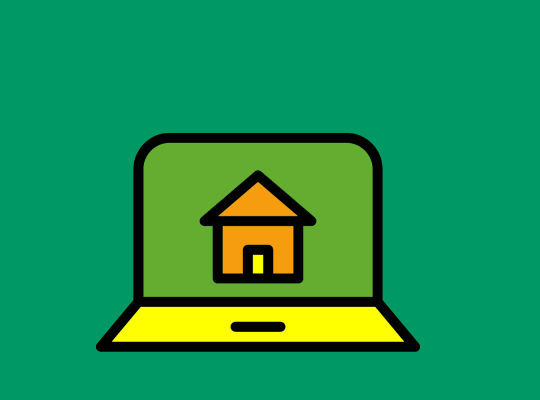 Icon mit Haus auf Laptop