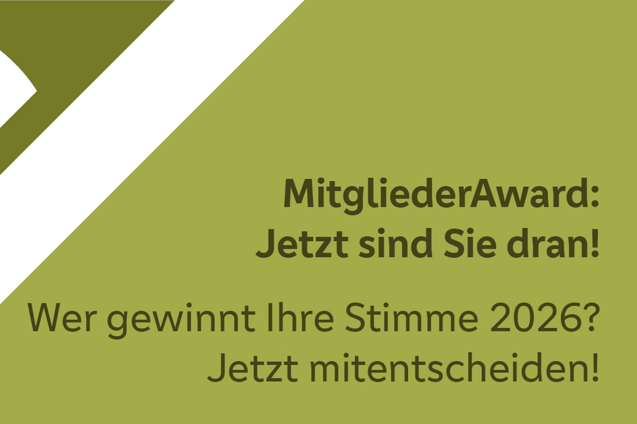 Logo HerzenssachePreis und Infotext "MitgliederAward 2026: Jetzt sind Sie dran!  Wer gewinnt Ihre Stimme 2026? Jetzt mitenscheiden!"