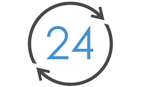 Symbol aus Pfeilen und einer 24