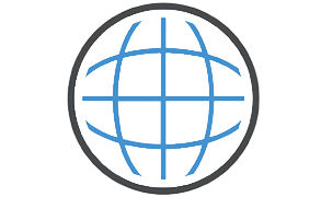 Weltkugelsymbol mit blauen Streifen