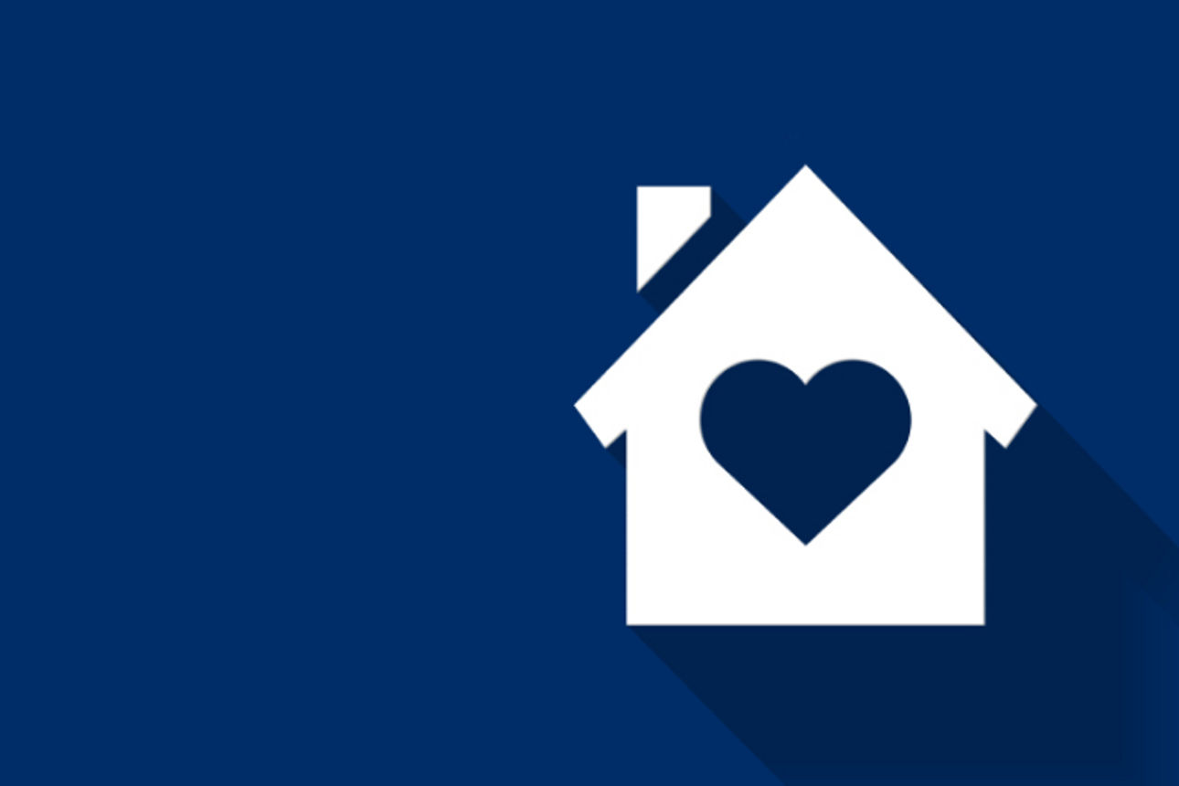 Banner mit der Abbildung eines Hauses mit einem Herz in der Mitte und dem Claim "Mit uns finden Sie Ihr neues Zuhause."