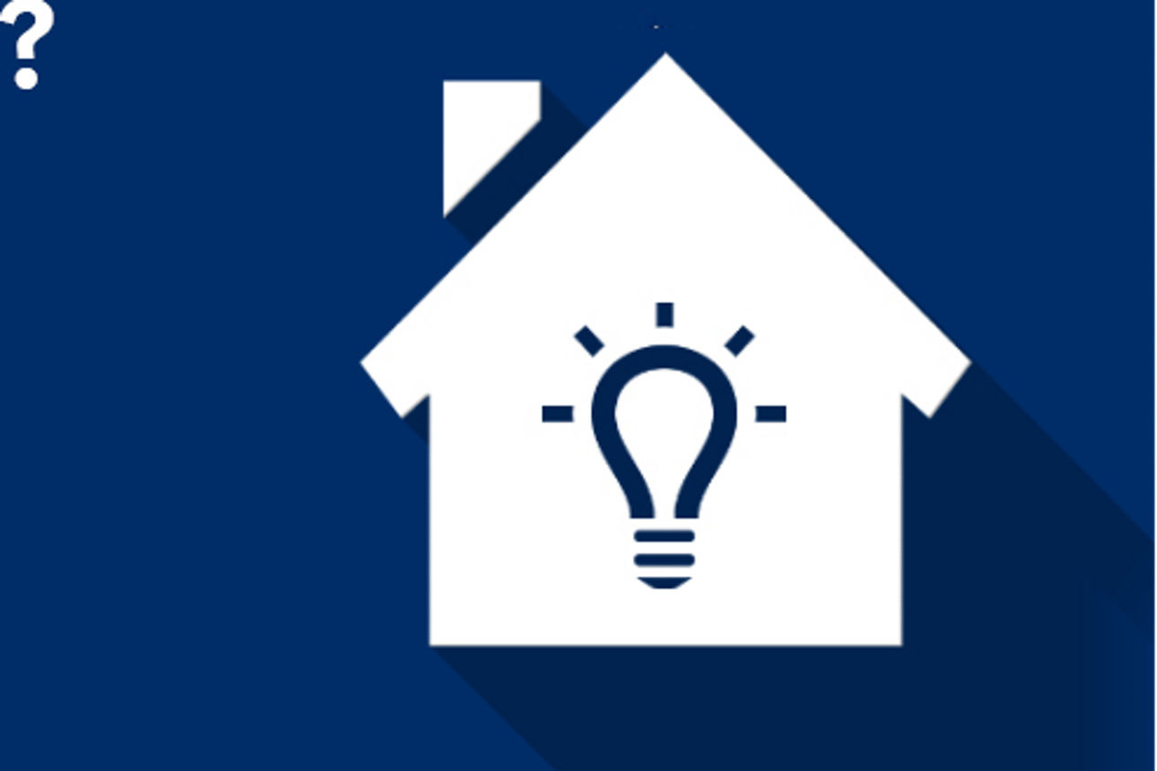 Banner mit der Abbildung eines Hauses mit einer Glühbirne in der Mitte und dem Claim "Immobilien kaufen, bauen, finanzieren? Hier finden Sie Antworten und hilfreiche Links."