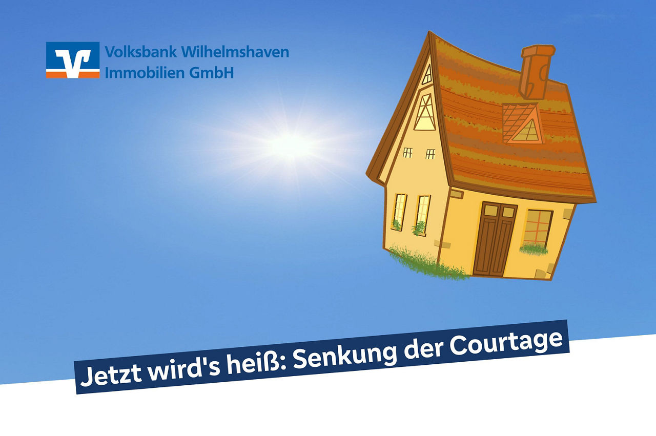 Haus auf blauem Hintergrund - Volksbank Wilhelmshaven Immobilien GmbH