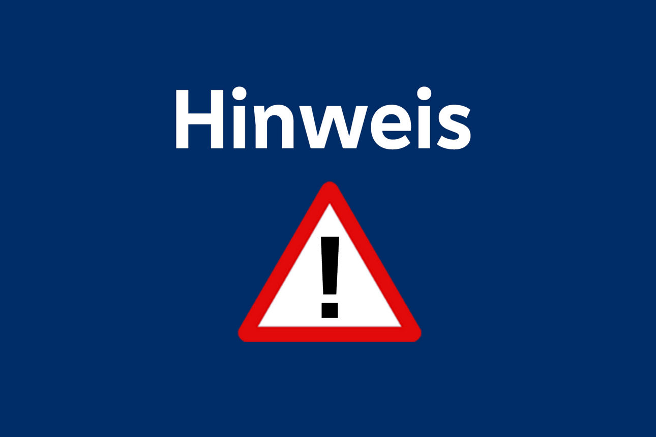 Hinweis Schrift mit Hinweisschild